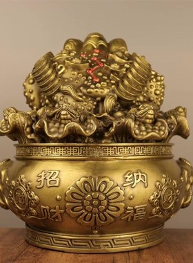 铜金蝉招财摆件三足蟾蜍聚宝盆百财金蟾九子蟾装饰品店Z铺开业礼