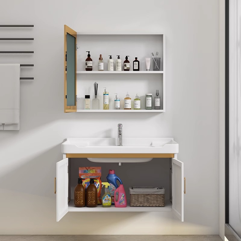 太空铝浴室柜化妆室洗手盆柜组合陶瓷一体小户型厕所洗脸盆洗漱台