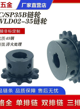 SP35B链轮齿轮45钢淬火成品孔带键槽螺丝孔06C9齿-15齿替代VLD-35