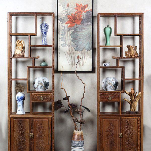 红木家具鸡翅木博古架 实木中式小多宝阁古玩架玄关柜隔断摆件架
