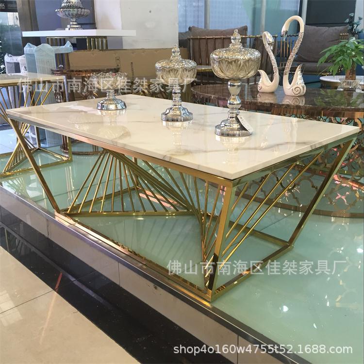 现代简约小户型北欧轻奢大理石长方形创意铁艺茶几家用客厅