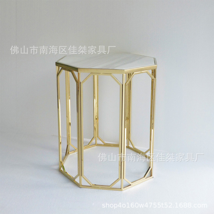 大理石角几 北欧移动边桌小茶几 客厅不绣钢小圆几 沙发边几c21