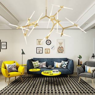 北欧后现代民宿工业风格 人字树杈吊 意大w利店铺灯饰轻奢创意个性