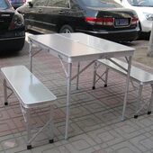 户外休闲铝桌椅三件套件折叠桌子椅子手提箱式 分体桌 桌椅便携式