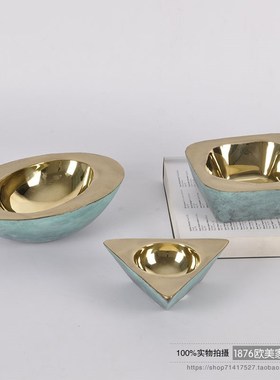 印度进口纯铜手工实心烟灰缸 北欧高档样板间酒店商.务办公烟缸