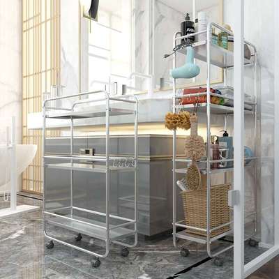不锈钢厨房夹缝置物架落地多层超窄冰箱缝隙20cm25宽浴室收纳推车