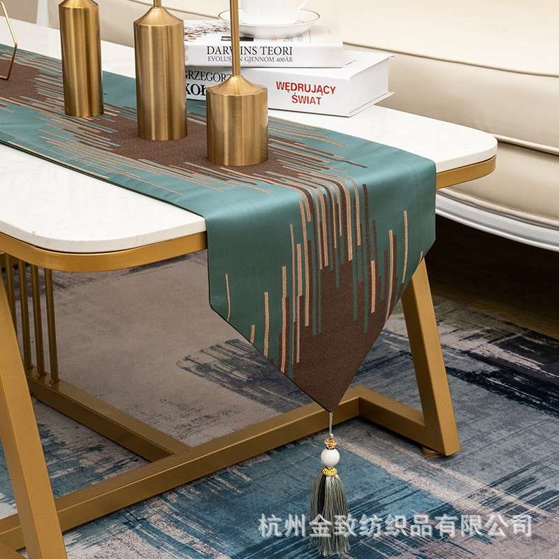 亚马逊茶几桌旗现代简约美式轻奢北欧新中式餐桌日式中国风客厅
