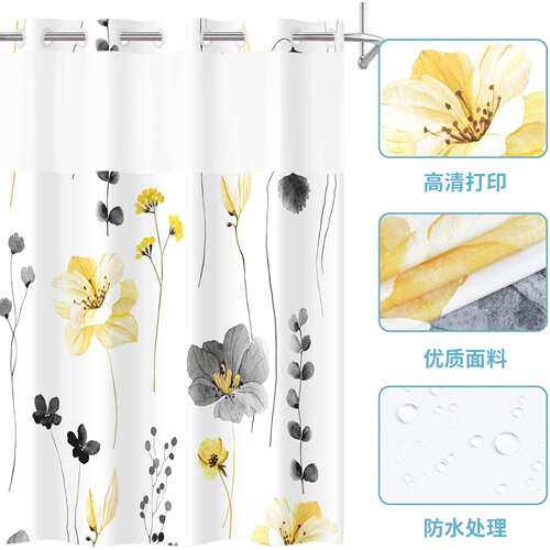 跨境供应数码印花绿植花卉防水浴帘 卫生间隔断帘浴帘防水防霉帘