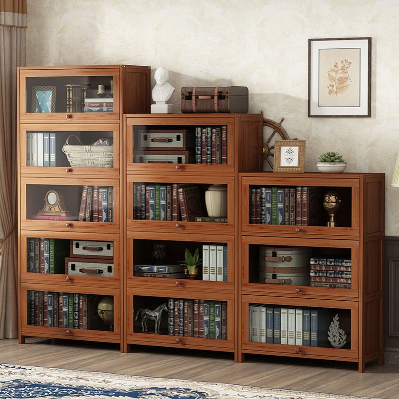 书柜带玻璃门客厅组合书柜多功能置物架收纳简易儿童学生实木书架