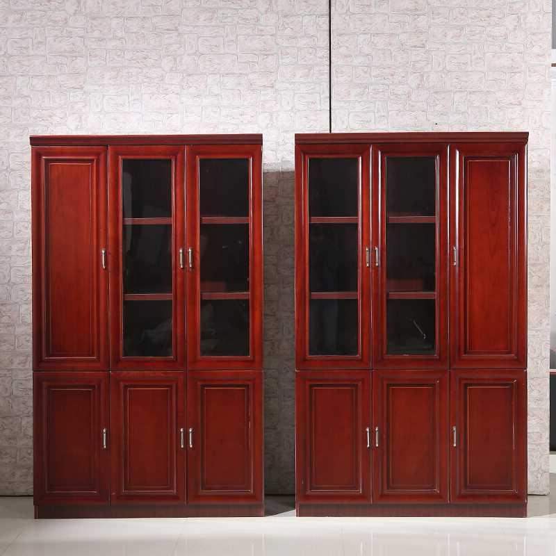 落地文件柜油漆中式木质学校贴实木皮木质两门四门实木书柜资料柜