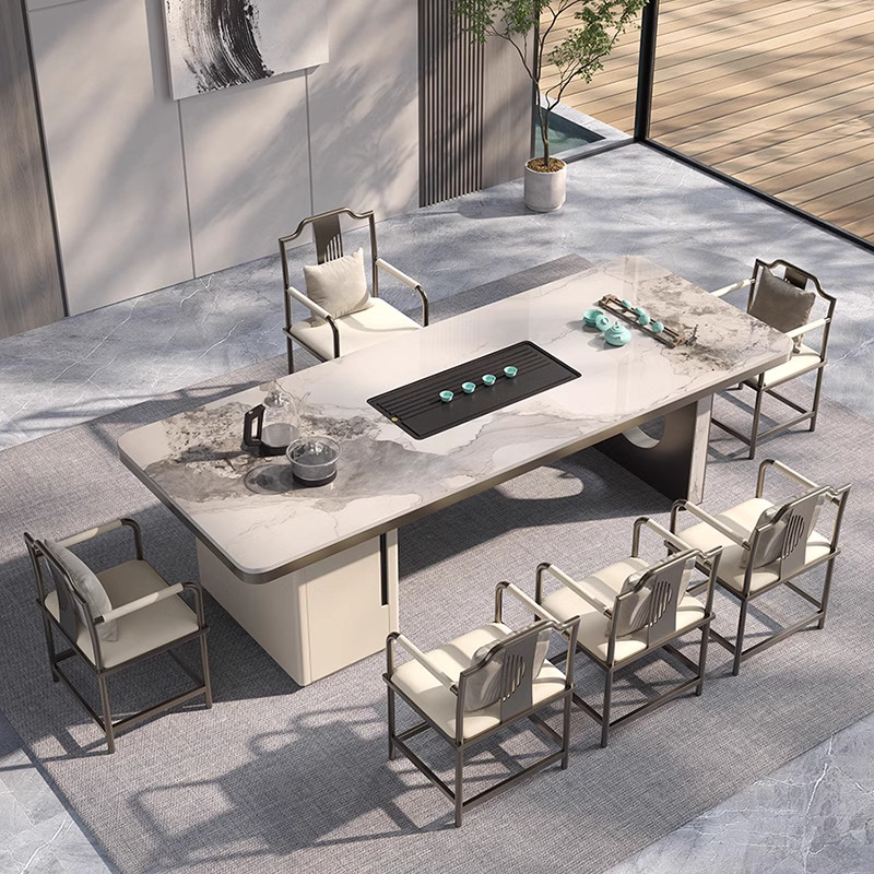 现代简约办公室泡茶茶桌椅组合 家用客厅会客一整套大板茶台茶桌