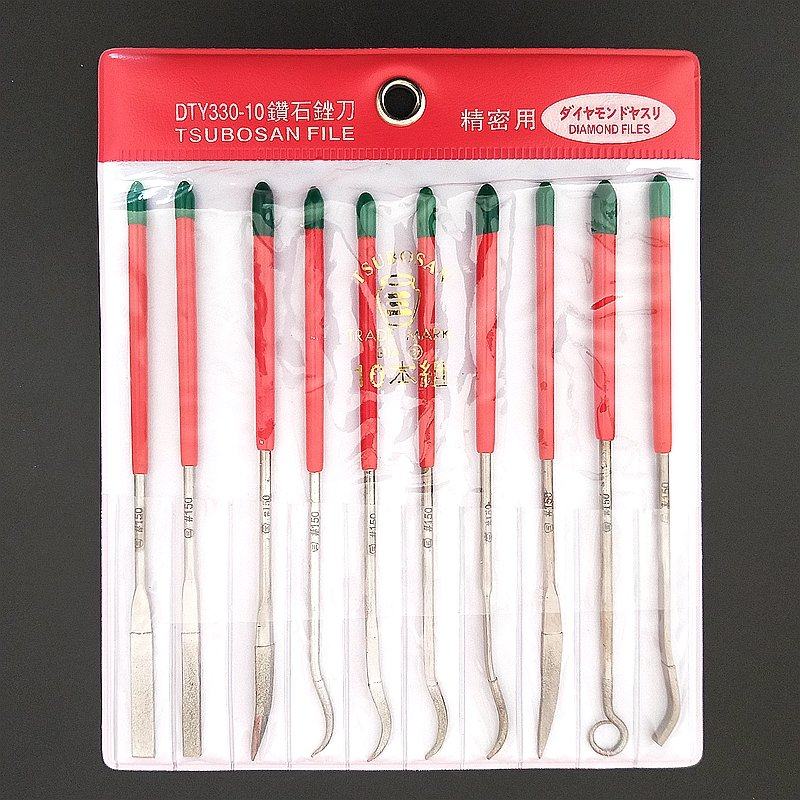 日本壶三钻石异型锉#3X140mm金刚石特种异型什锦锉刀10支组DTY330