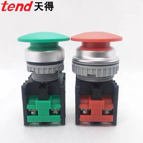 天得按钮开关TN2BMG-1A-1AB 红色绿色启动大蘑菇头自覆位22mm