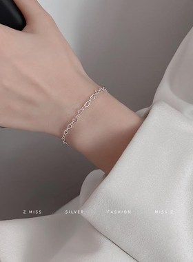 链条爱心手链gins不掉色小众设计闺蜜手链女夏季简约手链清女生