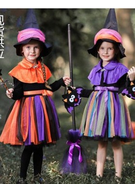 万圣节儿童服装女童化装舞会狂欢表演Ecos巫婆巫师服公主裙演出服