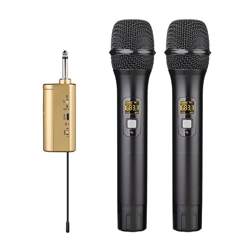 无线麦克风一拖二调频话筒t接收器家用会议户外直播唱歌麦厂家直