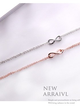 S925银手链女韩版简约双层8字手饰无限无穷爱闺蜜X姐妹生日礼物