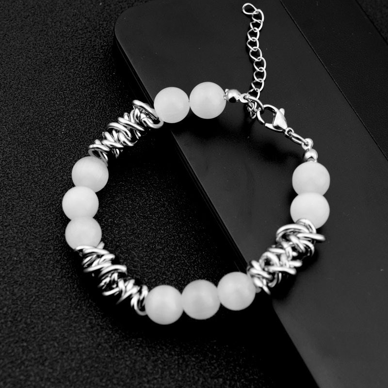 混搭风猫眼石链条k项链手链 钛钢手链 中性个性夸张毛衣链猫眼手