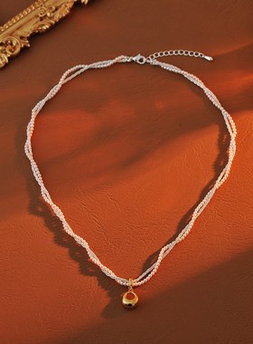 复古双层珍珠项h链轻奢小众设计锁骨链女高级感颈链2024新款