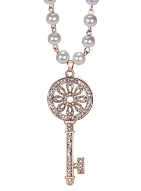 2021新款韩版钥匙毛衣链长款秋冬百搭珍珠项链女S服饰配饰挂件