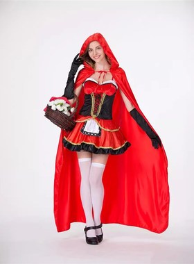 外贸欧美万圣节cos服装红色小红帽角色扮演演出服V化妆舞会表演服