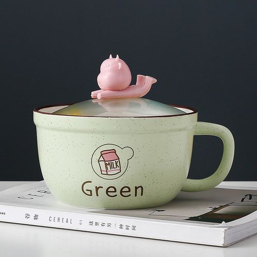 陶瓷泡面碗带盖 卡通支架泡面杯方便面 学生宿舍大号饭碗餐具