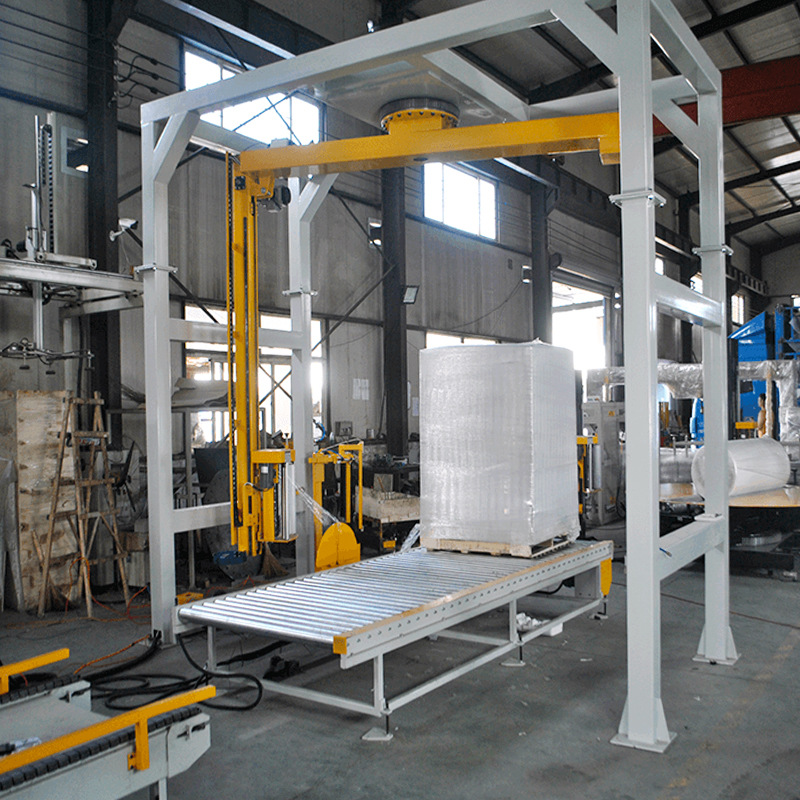 悬臂式缠绕膜打包机 后道包装流水线 支持定制摇臂缠绕包装机厂家