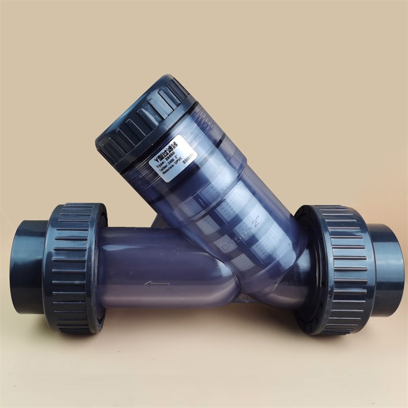 UPVC过滤器 透明PVC法兰式Y型过滤器 活接过滤器 75mm DN65 2寸半