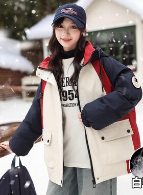 奥莱男女童羽绒服秋冬季2026新款白鸭绒时尚拼色加厚保暖冬冲锋衣