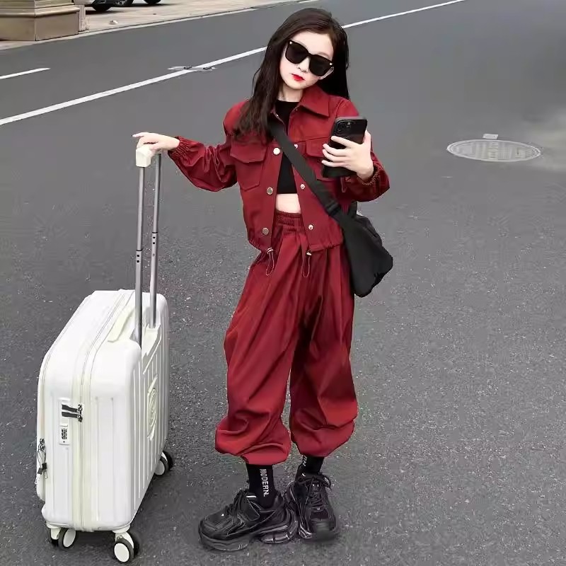 女童春秋韩系工装裤两件套