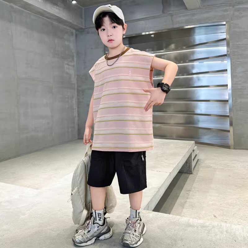 男童夏季条纹背心套装2026新款潮