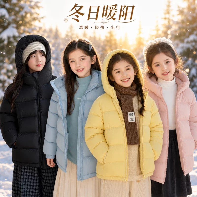 中大童秋冬连帽保暖羽绒服外套潮