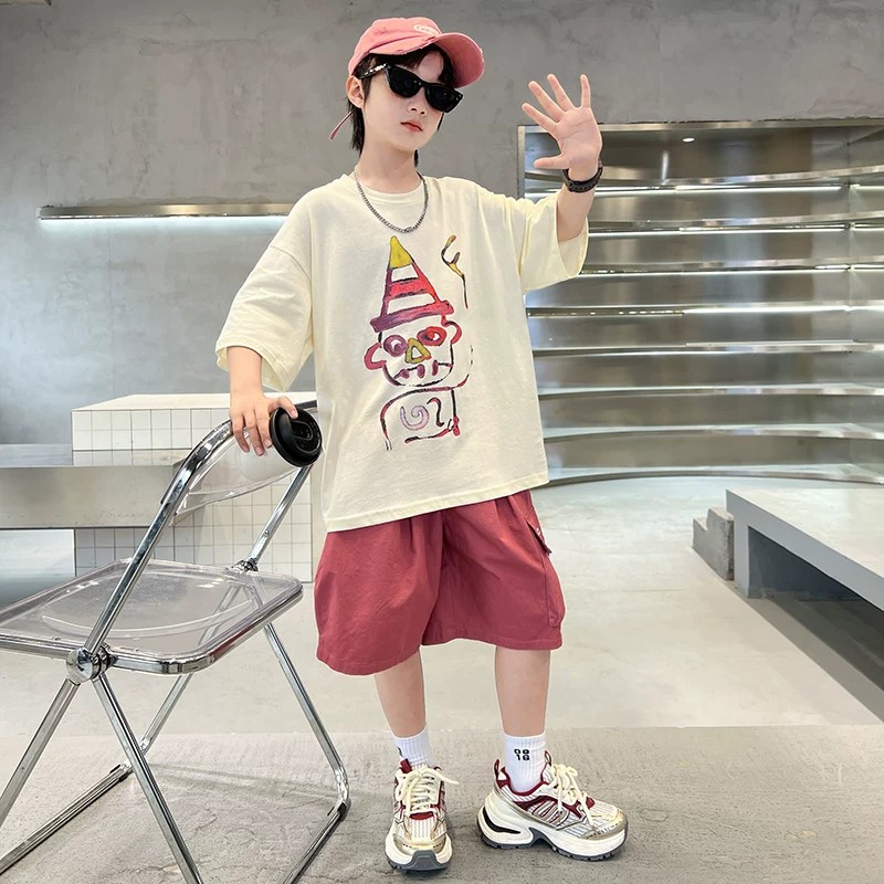 男童夏季痞帅时髦短袖短裤两件套