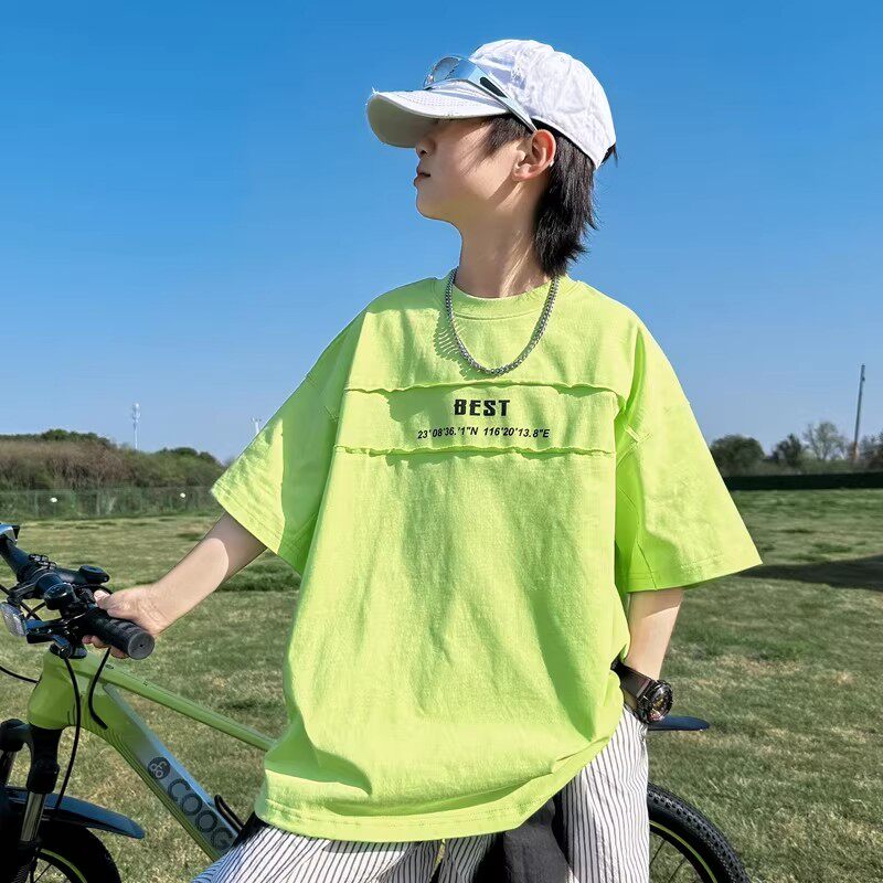 奥莱男童夏季短袖t恤2026新款中大童薄款夏日纯棉时髦炸街上衣潮