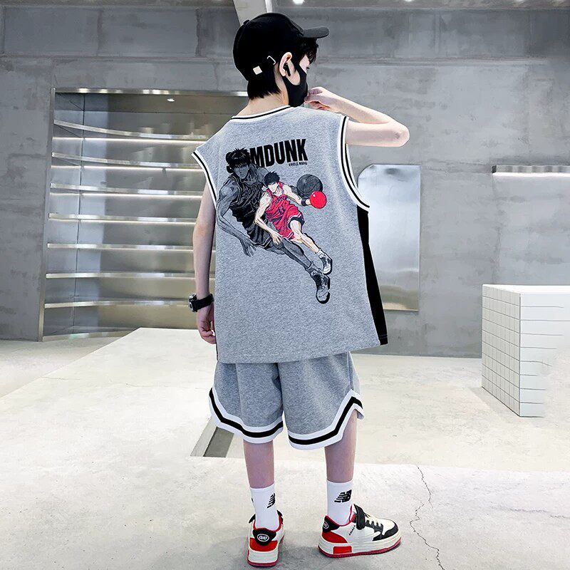 奥莱男童背心套装2026新款中大童夏季运动服男孩速干篮球服两件套