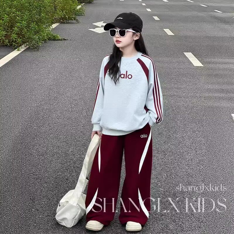 奥莱女童卫衣套装秋装2026时尚新款潮牌中大童洋气运动休闲两件套