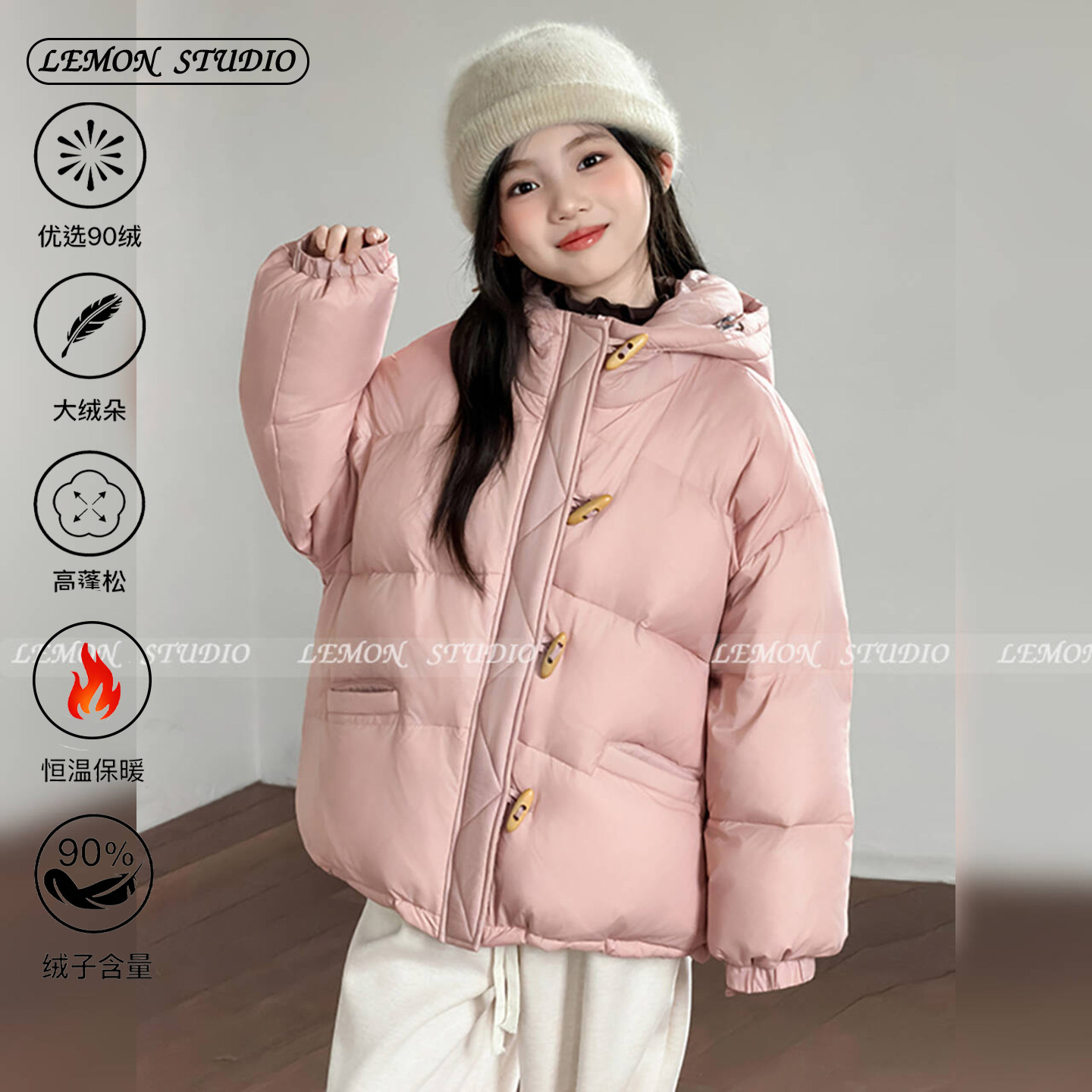 女童冬装羽绒服加厚保暖泡芙外套