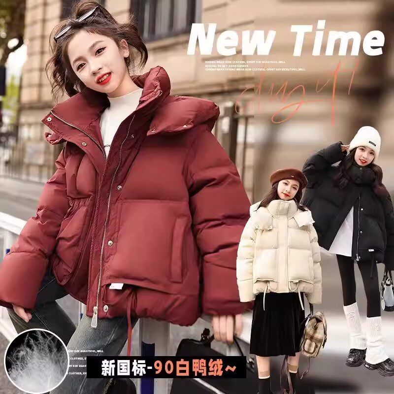 女童秋冬加厚保暖白鸭绒面包服潮