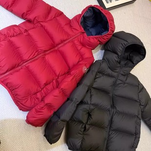 奥莱儿童90白鹅绒羽绒服极寒保暖加厚男女童连帽中大童亲子外套潮