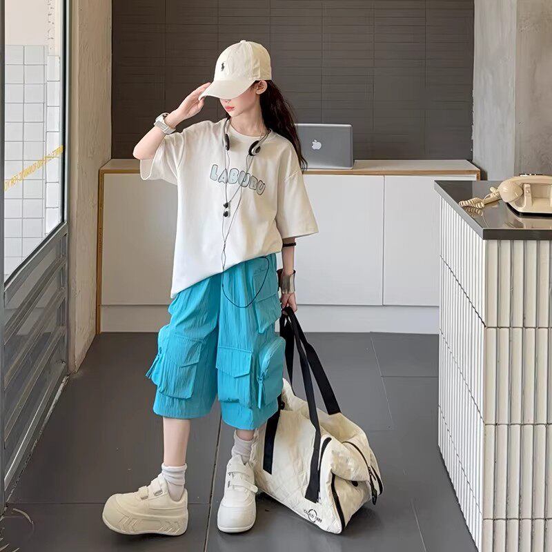 女童夏季短裤T恤两件套新款