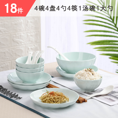 6-10人日式碗碟套装家用餐票y盘子陶瓷碗筷餐具吃饭米饭碗汤碗面