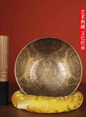 尼泊尔手工阿弥陀佛满月钵颂钵冥想声音悠扬音疗钵佛音钵装饰摆件