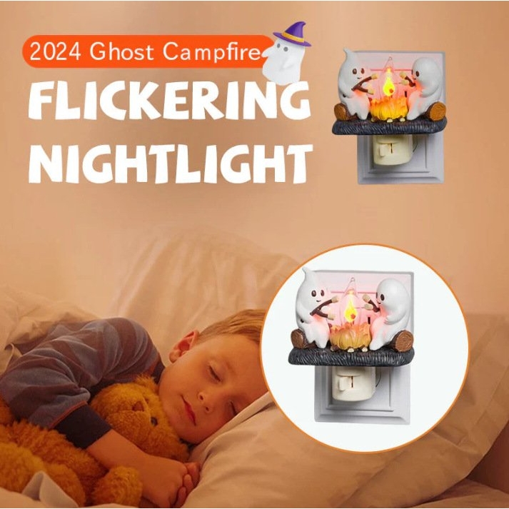 新款Ghost Campfire Flickering Nightligh万圣节幽灵开灯摆件