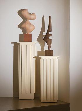 戊际法式白色底座实木艺术雕塑摆件装饰柱墩子玄关罗马柱雕塑台