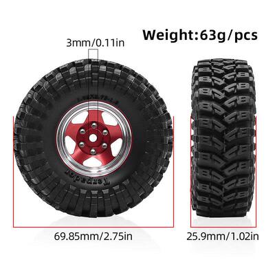 1/18TRX4M SCX24 FMS Ascent-18 1.3英寸轮毂轮胎 攀爬车胎皮D302