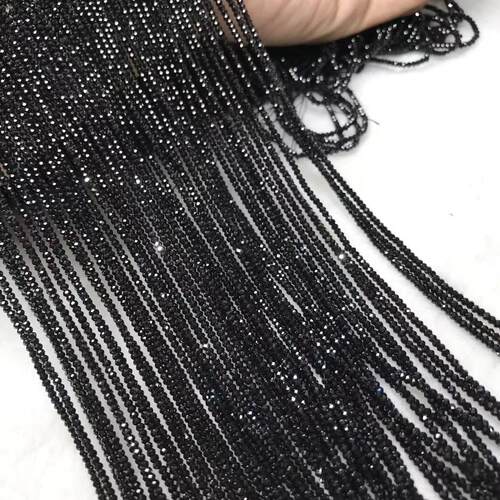 天然黑碧玺钻石1x2mm切盘扁珠半成品水钻散珠半成品小颗粒流苏