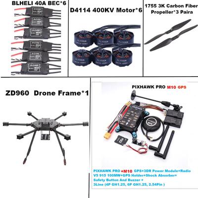 博立方ZD960 PIXHAWK PRO M10全碳纤维六旋翼架 915MHZ 100MW V5