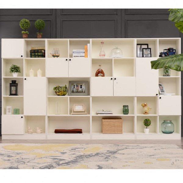 简约现代自由组合大容量书柜子带门书架简易办公储物柜收纳格子柜