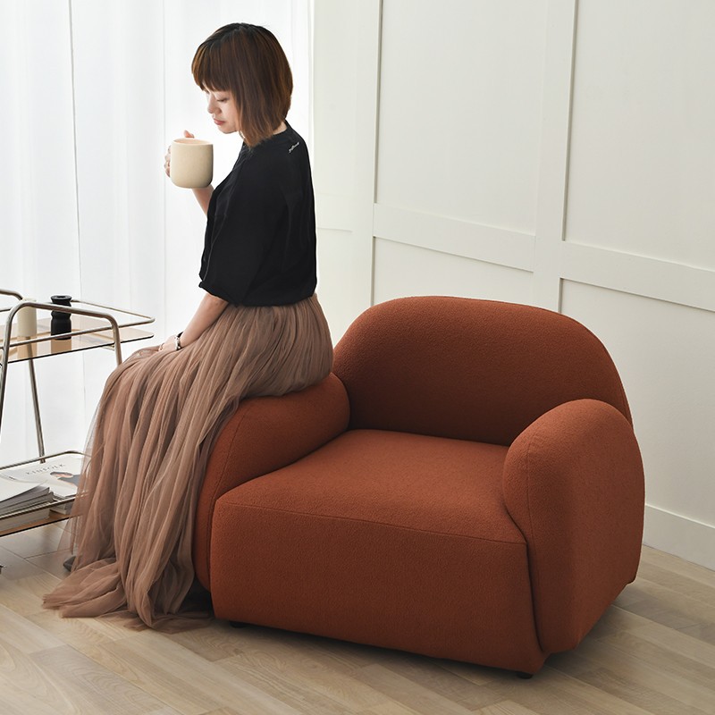 设计北欧羊羔毛轻奢简约小户型现代意式卧室单人位沙发椅