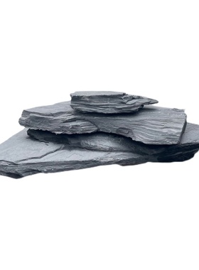 叠水假山石生态景观青黑色片层页岩板水陆鱼缸石头乌龟晒台墨英石